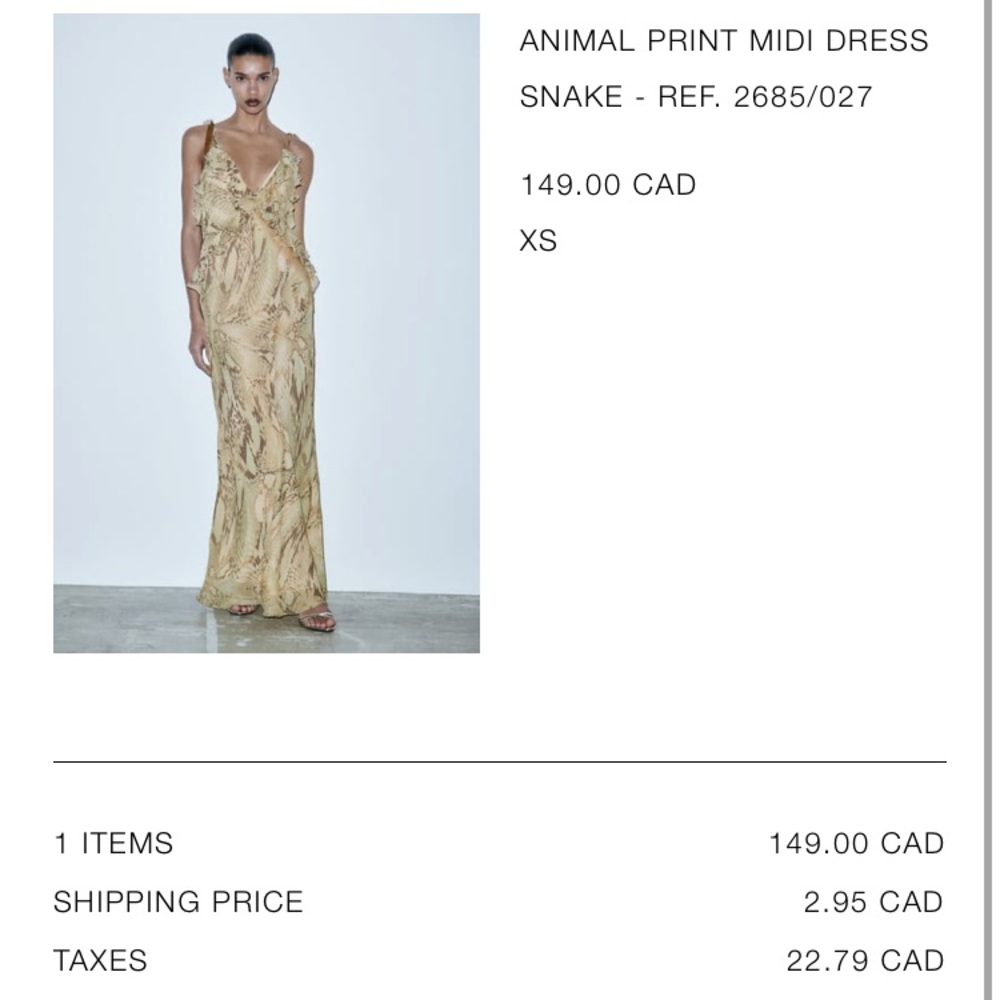 zara animal print midi dress xs - Picture 2 of 5